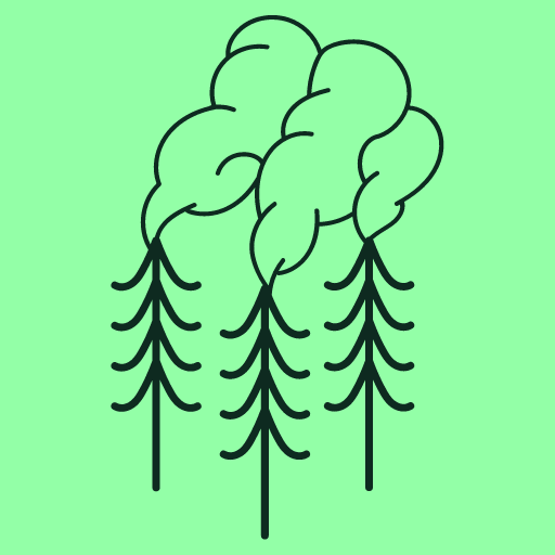 Savuavat puut (piirretty kuvituskuva)