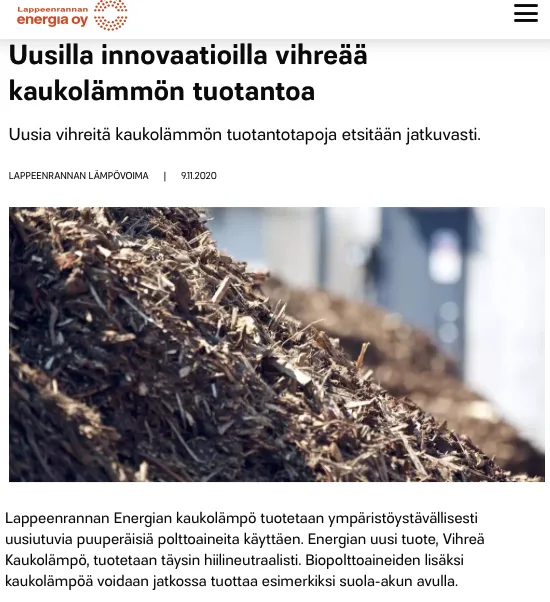 Lappeenrannan Energian vanha tiedote